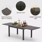 Table à manger Okak en aluminium, extensible, pour patio, salle à manger et cuisine