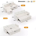 Dyonery 81-Sitzer-Schlafsofa, L-förmiges Ausziehsofa mit wendbarer Recamiere mit Stauraum, USB-Anschluss und verstellbarer Rückenlehne