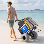 Carrello da spiaggia VEVOR con ruote grandi per la sabbia, piano di carico da 20 x 15, carrello pieghevole per sabbia con 12 ruote a palloncino, capacità di carico di 165 lb, argento+nero