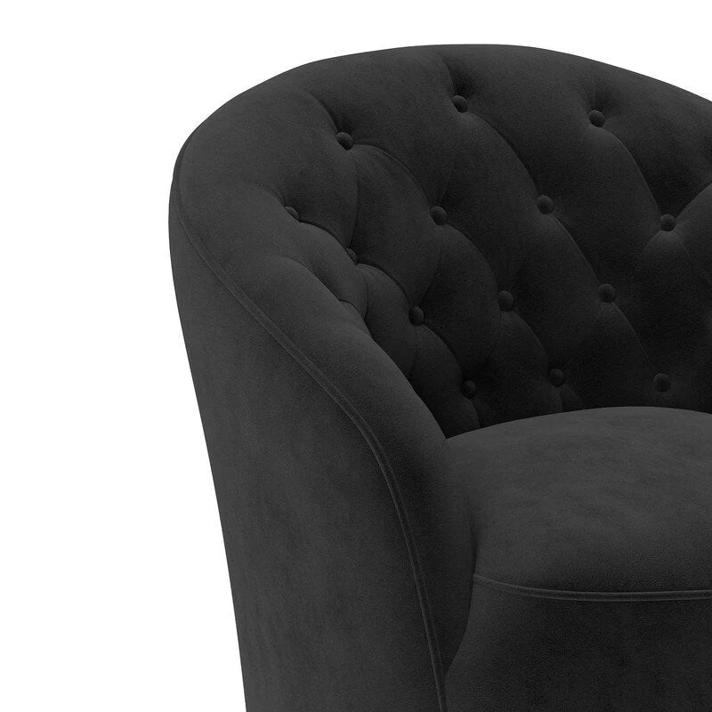 Lot de 2 fauteuils tonneau modernes SEYNAR en velours rembourré, pivotants à 360 degrés, avec dossier capitonné à boutons