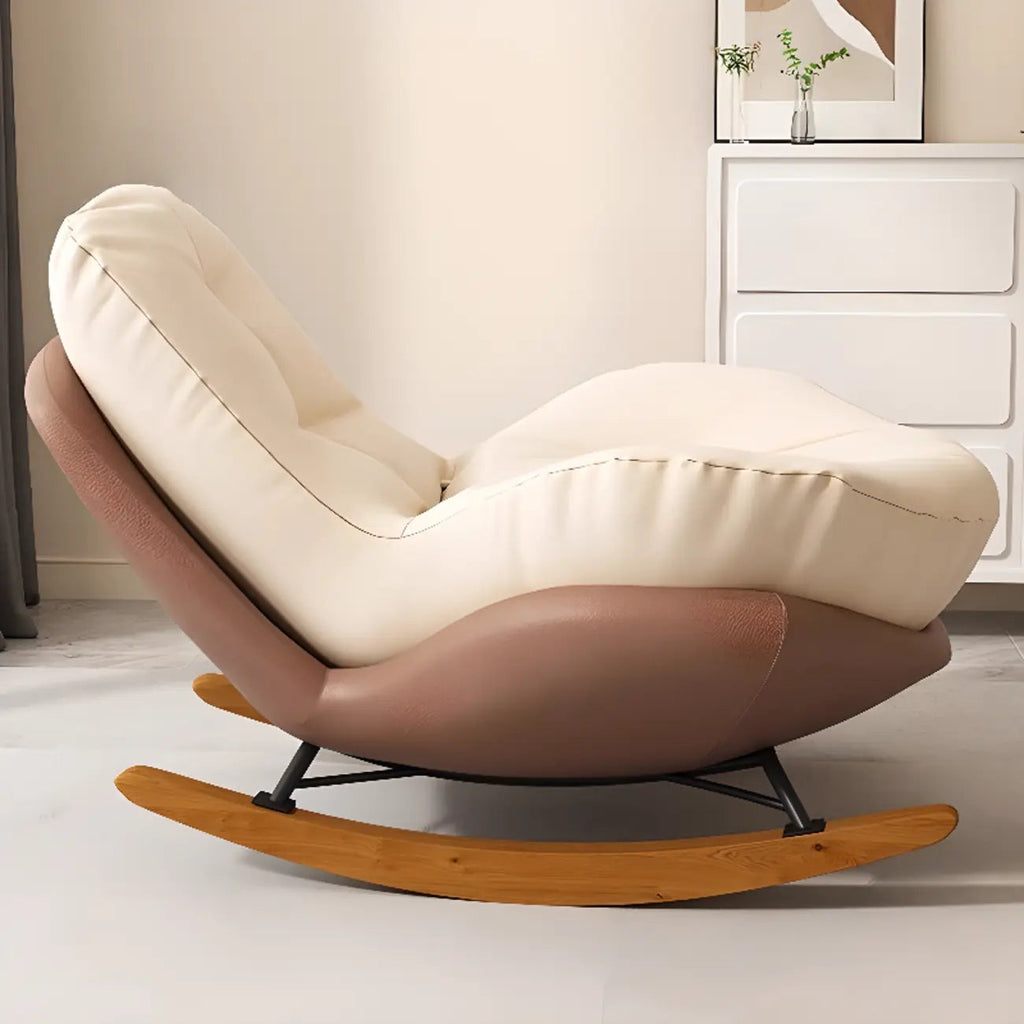 Cadeira de baloiço estofada de estilo escandinavo com pufe opcional