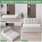 Canapé-lit futon pliant en velours côtelé, fauteuil convertible au sol avec coussin et soutien dorsal, format double