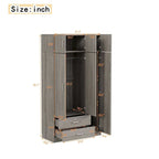 Armoire à miroirs à 3 portes avec 2 tiroirs et placard supérieur