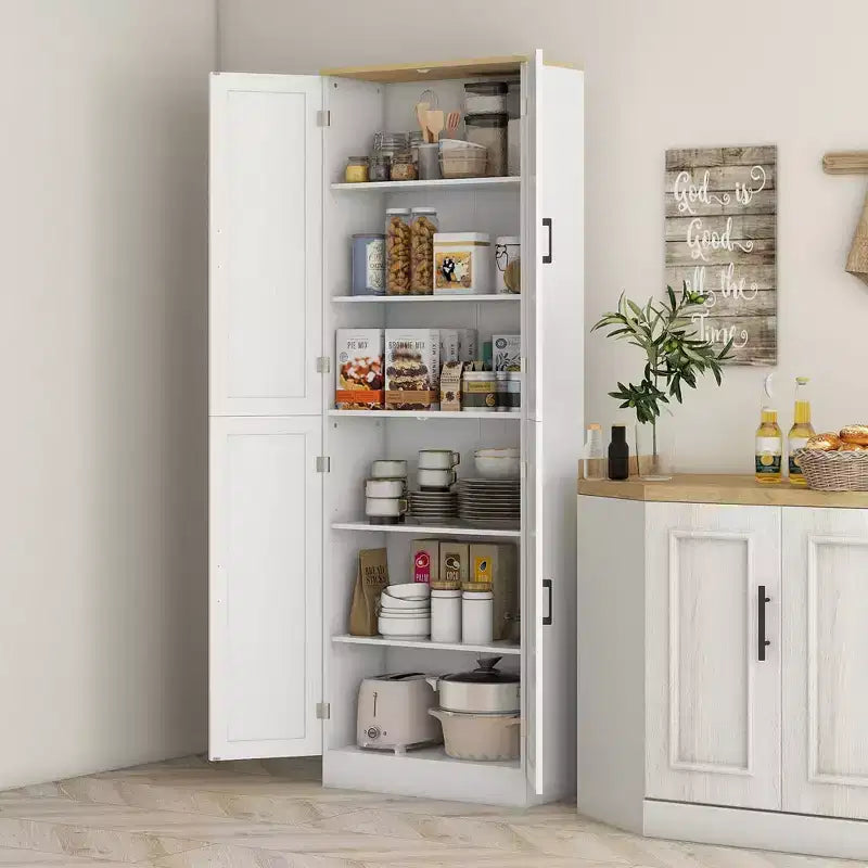 Dispensa da cucina indipendente HOMCOM 67, mobile contenitore a 4 ante con ripiani e ante regolabili