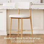 Tabouret de bar à hauteur de comptoir avec assise rembourrée et pieds en métal, chaise moderne de 26,3 pouces pour îlot de cuisine