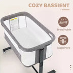Baby Bassinet with Wheels ??Beige / Gray / Pink, Bedside Sleeper, for 1 Baby