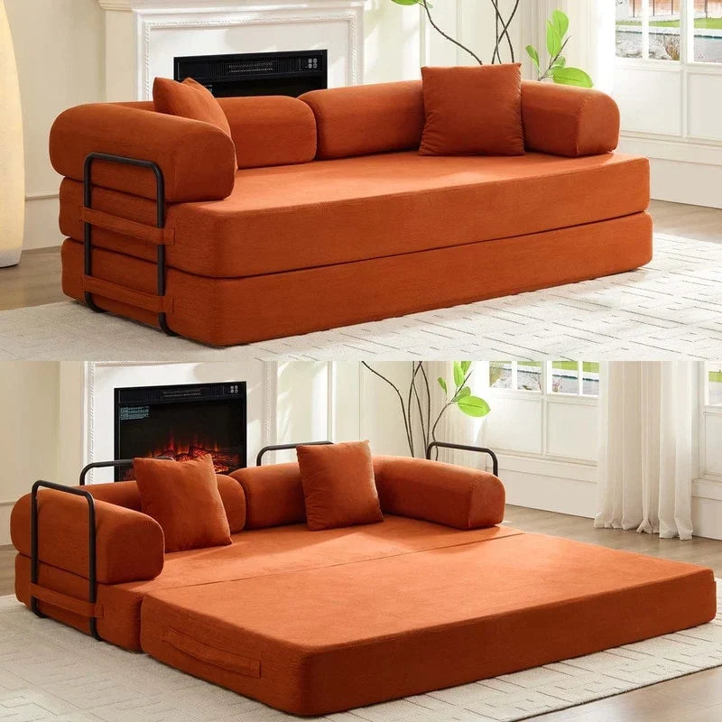 Canapé-lit convertible escamotable Mixoy avec accoudoir amovible, matelas pliant, canapé et lit de sol déhoussable et lavable