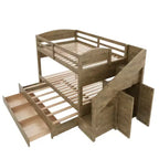 Letto a castello Whisen Twin XL con letto estraibile, contenitore, legno massello, scala contenitore, armadio e 3 cassetti, per bambini