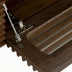 Meuble TV minimaliste avec tiroirs, console multimédia en bois massif avec placards, porte basculante, placage noyer, entièrement assemblée