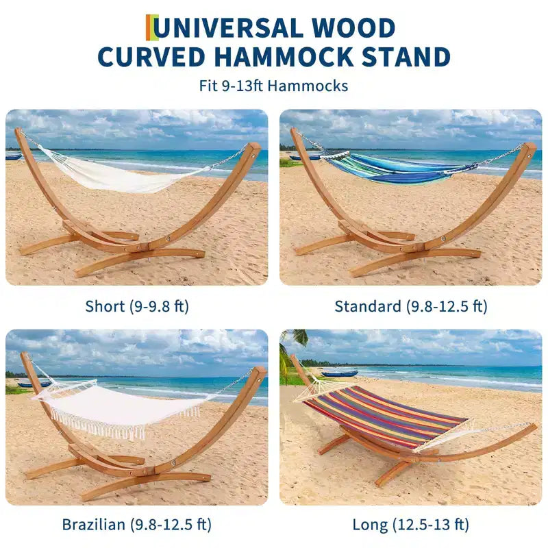 Supporto per amaca in legno da esterno per impieghi gravosi, resistente alle intemperie, universale, curvo, da 475 libbre, per patio, cortile e interni