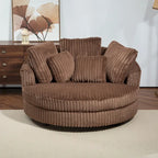 Fauteuil tonneau moderne rond avec 5 coussins et pouf en option