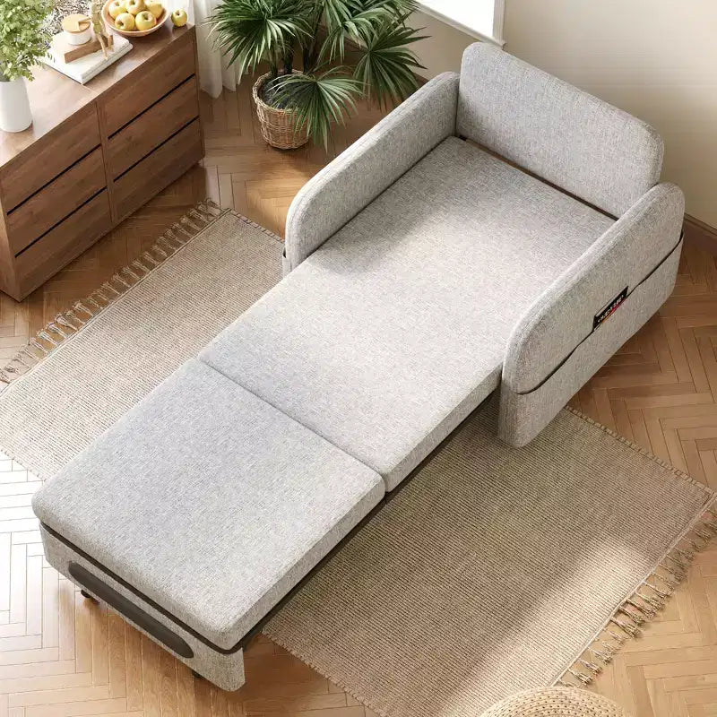 Poltrona letto trasformabile 3-in-1 Gaoyangjiaju con cassetto contenitore - divano letto estraibile con tasca laterale e cuscino - grigio
