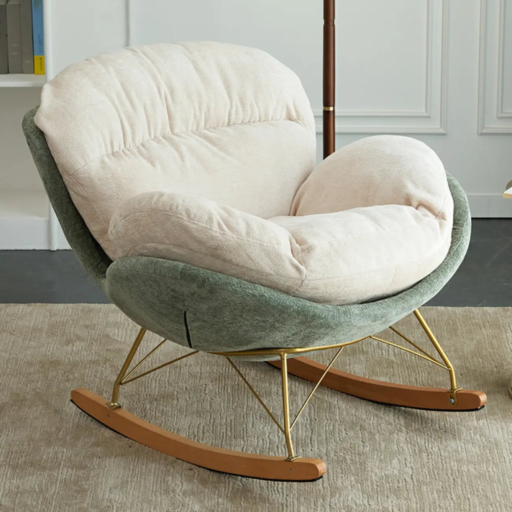 Sedia a dondolo moderna ed ergonomica rivestita in velluto per cameretta