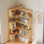 Manufactured Wood Corner Bookshelf with 6 Shelves