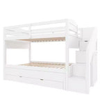 Letto a castello Whisen Twin XL con letto estraibile, contenitore, legno massello, scala contenitore, armadio e 3 cassetti, per bambini