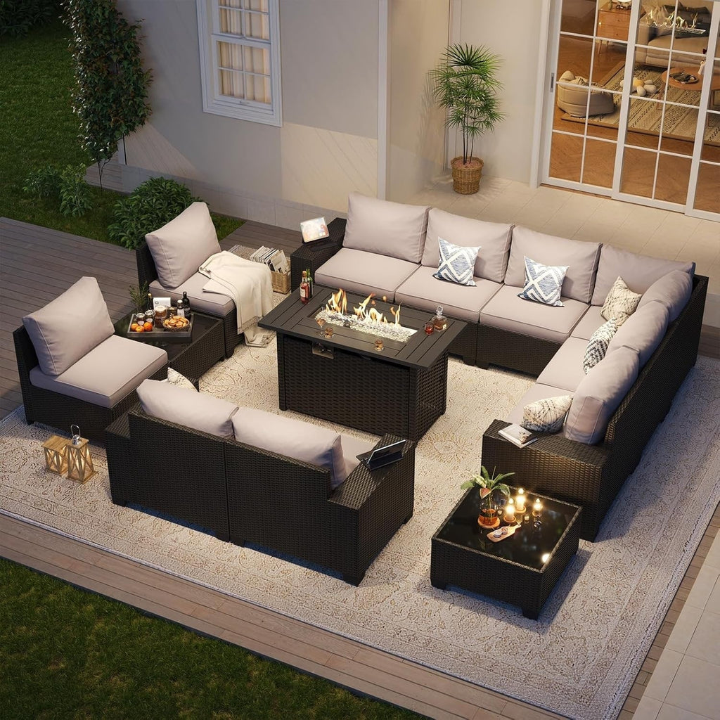 Set di mobili da esterno per patio con cuscini imbottiti spessi 10 cm