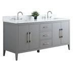 Meuble-lavabo Vanity Art 72 à double vasque avec plateau en marbre reconstitué