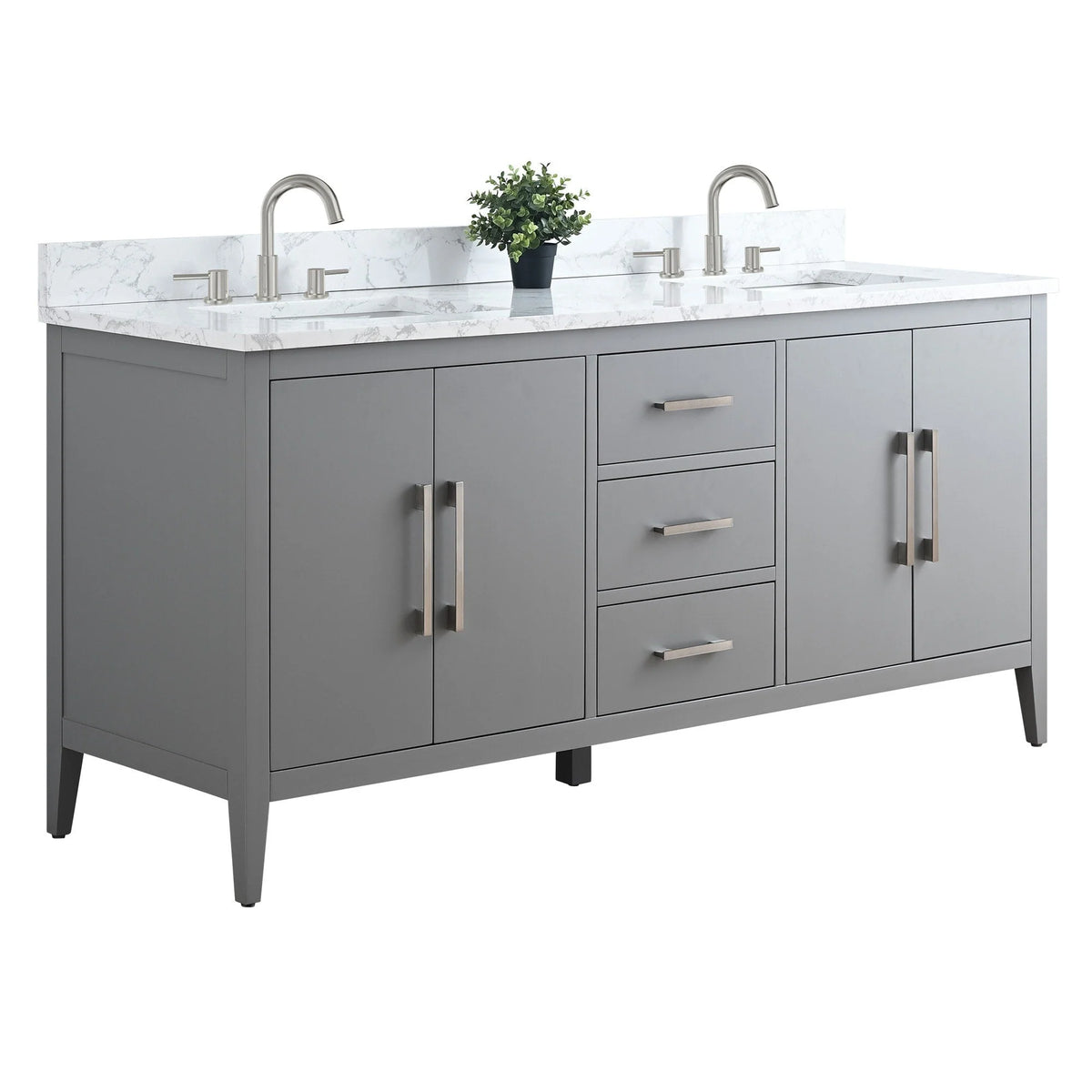 Meuble-lavabo Vanity Art 72 à double vasque avec plateau en marbre reconstitué