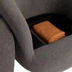 Fauteuil tonneau pivotant rembourré avec rangement, chaise d’appoint moderne pour salon, chambre, bureau ou coin lecture