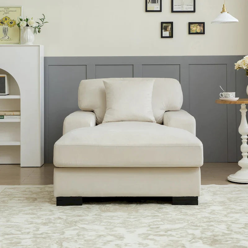 Canapé-lit moderne surdimensionné avec méridienne, style mi-siècle, avec coussin