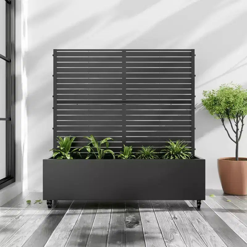 MAYEERTY Fioriera con traliccio in ferro nero, stile classico a persiana, set da 3 pezzi, 47x47x16 pollici