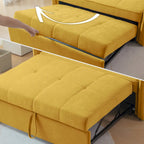 Canapé-lit escamotable en tissu chenille jaune - 39.00 x 53.50 x 31.50