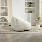 Fauteuil lounge blanc de 63,78 po, revêtu de chenille avec mousse haute densité