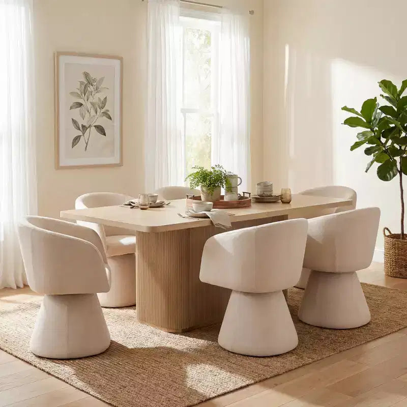 Ensemble de salle à manger moderne de 7 pièces en bois et métal Yodsak de Christopher Knight Home avec chaises pivotantes à 180°