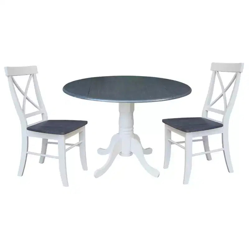 Tavolo Mase 42 con doppia ribalta e 2 sedie con schienale a X - International Concepts