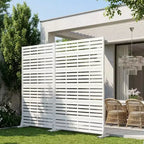 MAYEERTY 72x47 White Outdoor Natural Privacy Panel Screen, 6 Piece Set Natural Folding Divider for Backyard and Garden