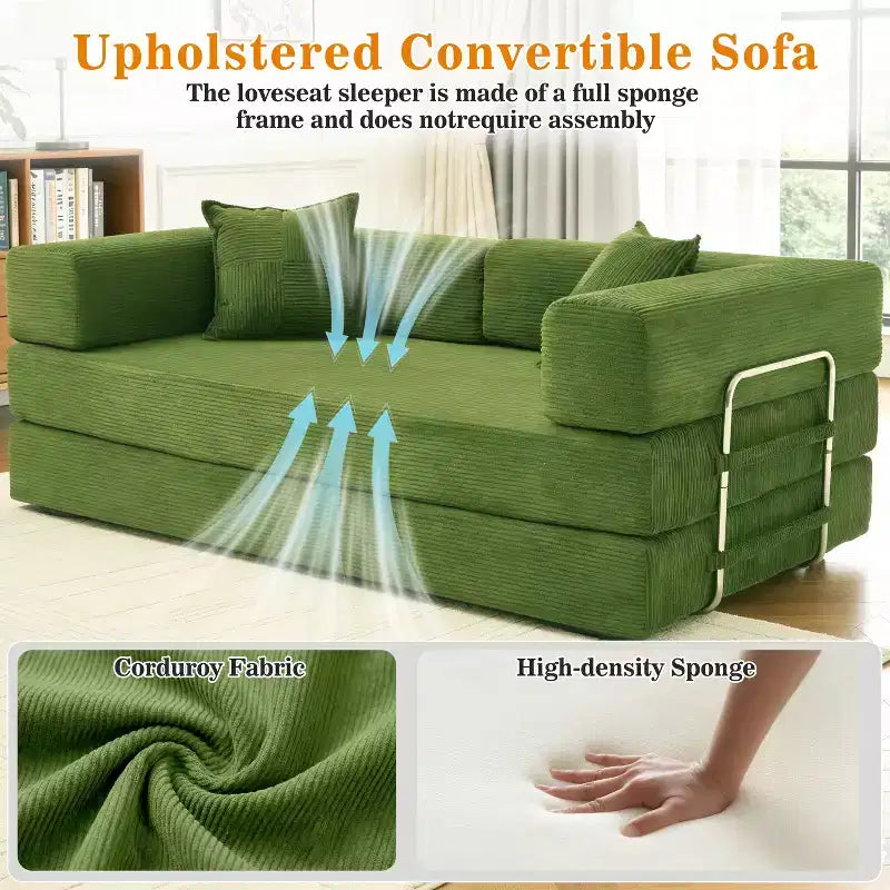 Canapé-lit pliant Dyonery 78 convertible en canapé en velours côtelé, format king, couchage au sol, 4-en-1, canapé modulaire à combiner soi-même, confortable et dépliant