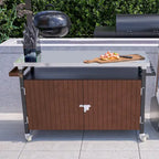 Chariot de barbecue extérieur avec plateau en acier inoxydable (tabouret non inclus)