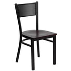 Set tavolo quadrato 36" nero in laminato Emma and Oliver, 4 sedie in metallo con schienale a griglia