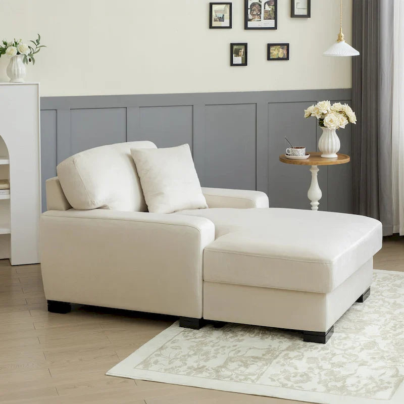 Canapé-lit moderne surdimensionné avec méridienne, style mi-siècle, avec coussin