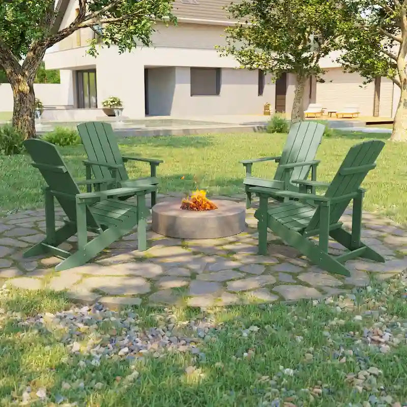 Ensemble de 4 fauteuils Adirondack d’extérieur Bonosuki en bois résistant aux intempéries