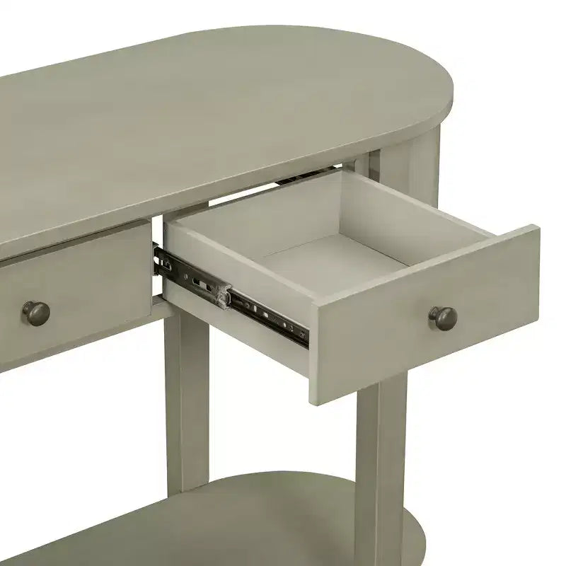 Table console rustique Whisen, table d’entrée et table d’appoint avec façade de tiroir cannelée