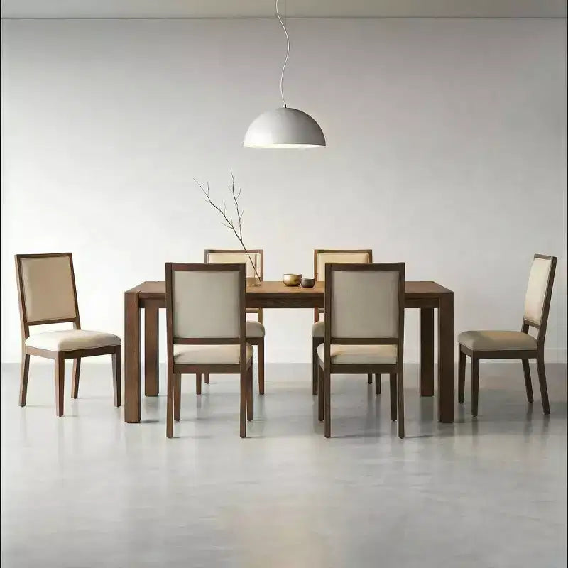 Set da pranzo moderno - tavolo da 80 + 6 sedie imbottite, struttura in legno massello, portata del tavolo di 400 lb, facile da montare