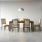 Set da pranzo moderno - tavolo da 80 + 6 sedie imbottite, struttura in legno massello, portata del tavolo di 400 lb, facile da montare