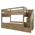 Letto a castello Whisen Twin XL con letto estraibile, contenitore, legno massello, scala contenitore, armadio e 3 cassetti, per bambini