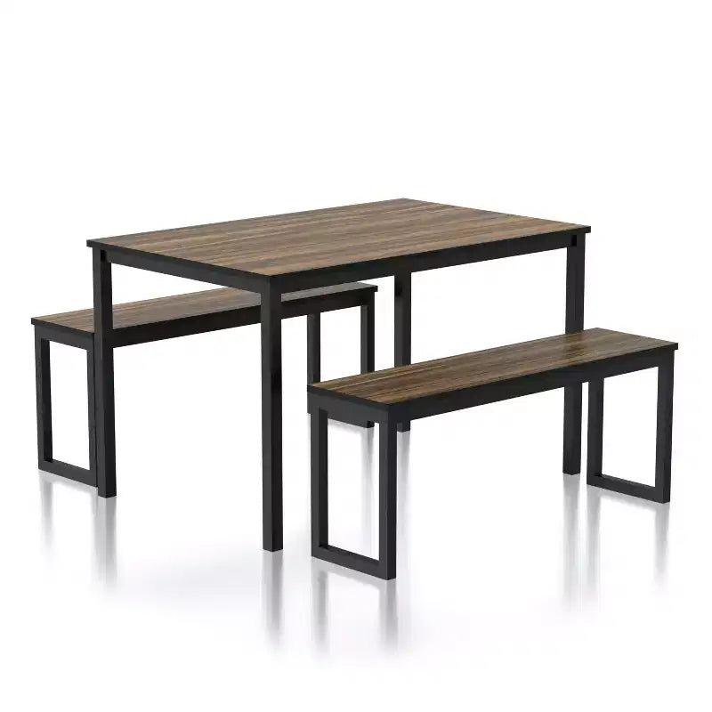 3pc Killucan Dining Table Set with 2 Benches - miBasics