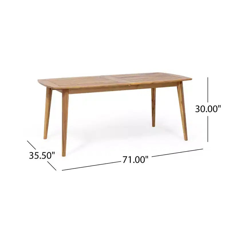 Ensemble de salle à manger de patio extérieur extensible de 7 pièces avec chaises empilables et table en bois d’acacia