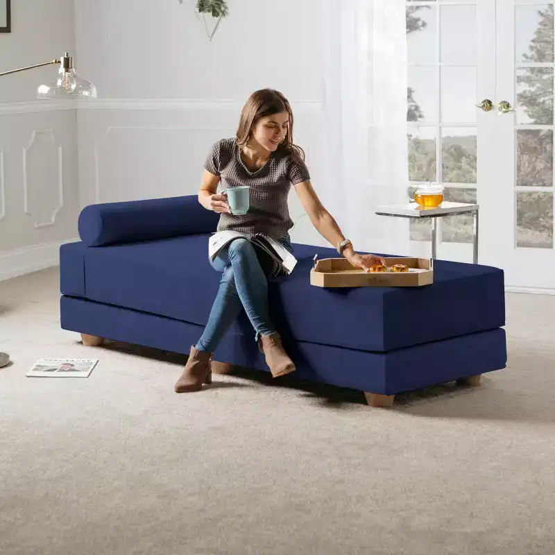 Lit de repos/lit d’appoint escamotable grand format – microvelours