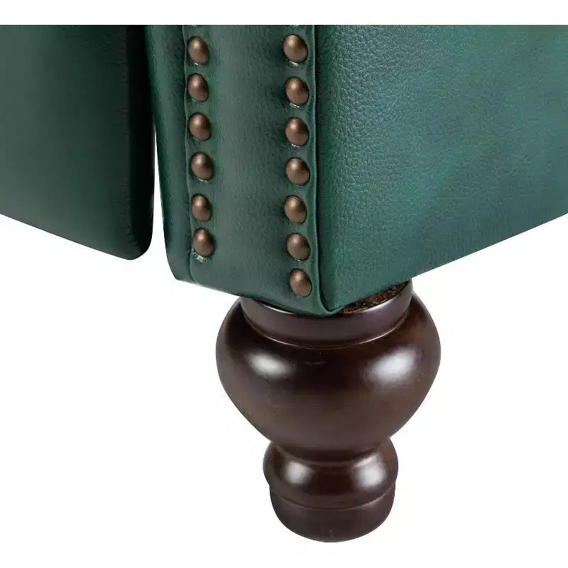 Set di 2 poltrone reclinabili moderne Elisabete con schienale ad ali in vera pelle e borchie decorative vintage per soggiorno e camera da letto| ART OF LIVING DESIGNS