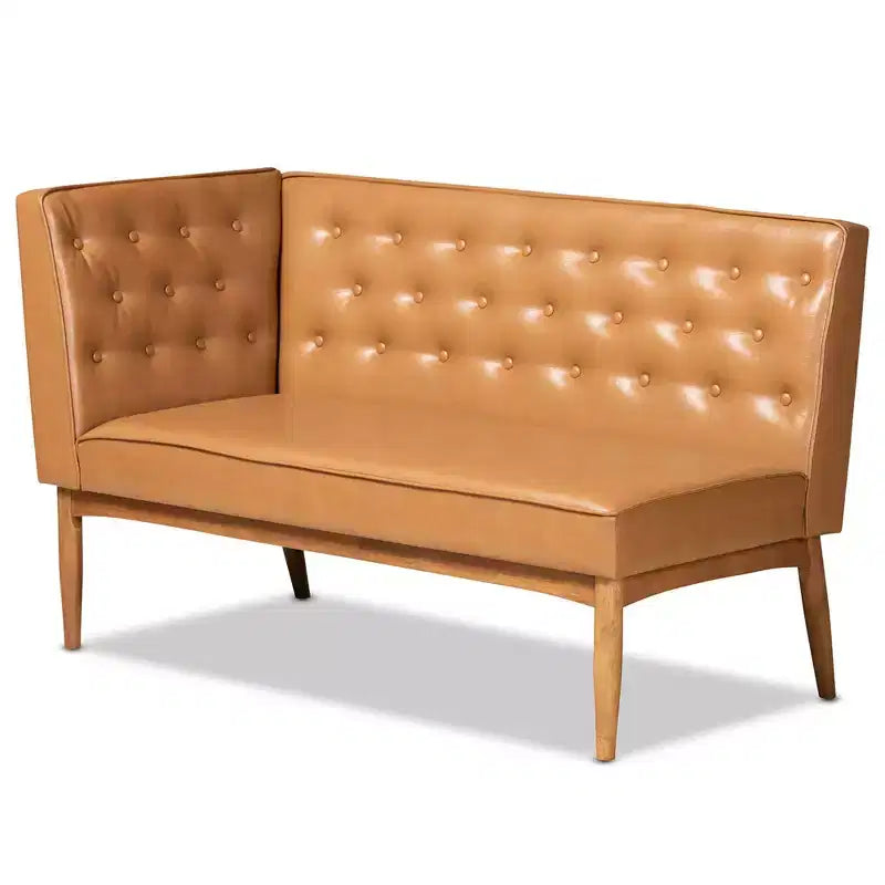 Set da pranzo con panca per angolo cottura in legno Riordan, 2 pezzi - Baxton Studio