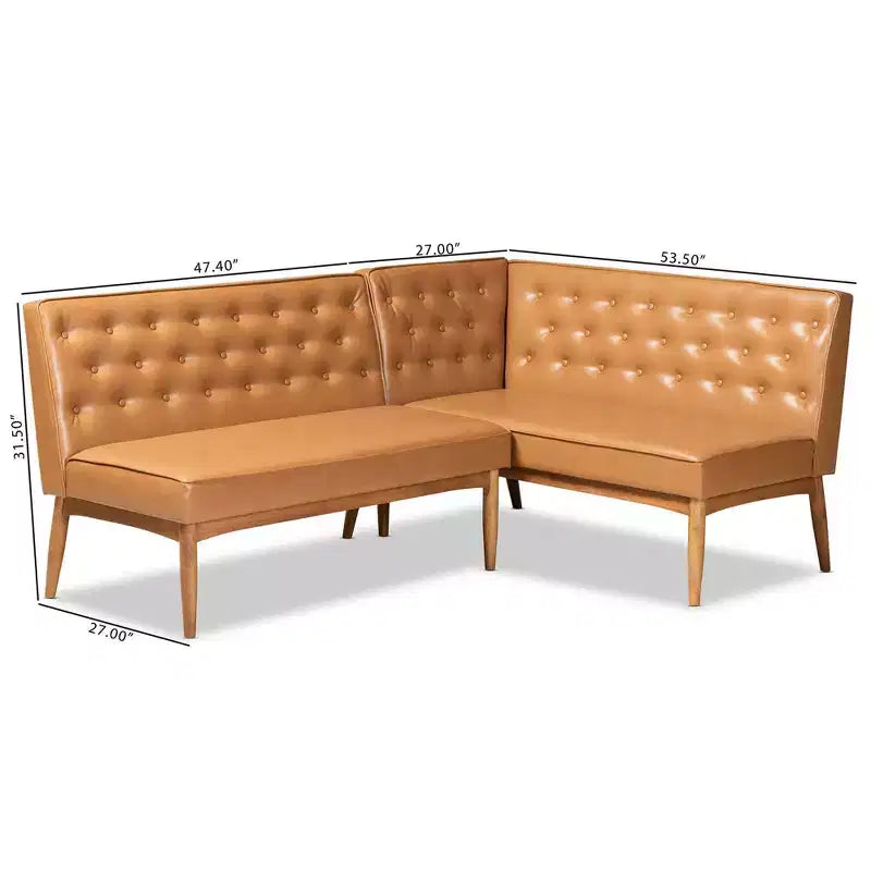 Set da pranzo con panca per angolo cottura in legno Riordan, 2 pezzi - Baxton Studio