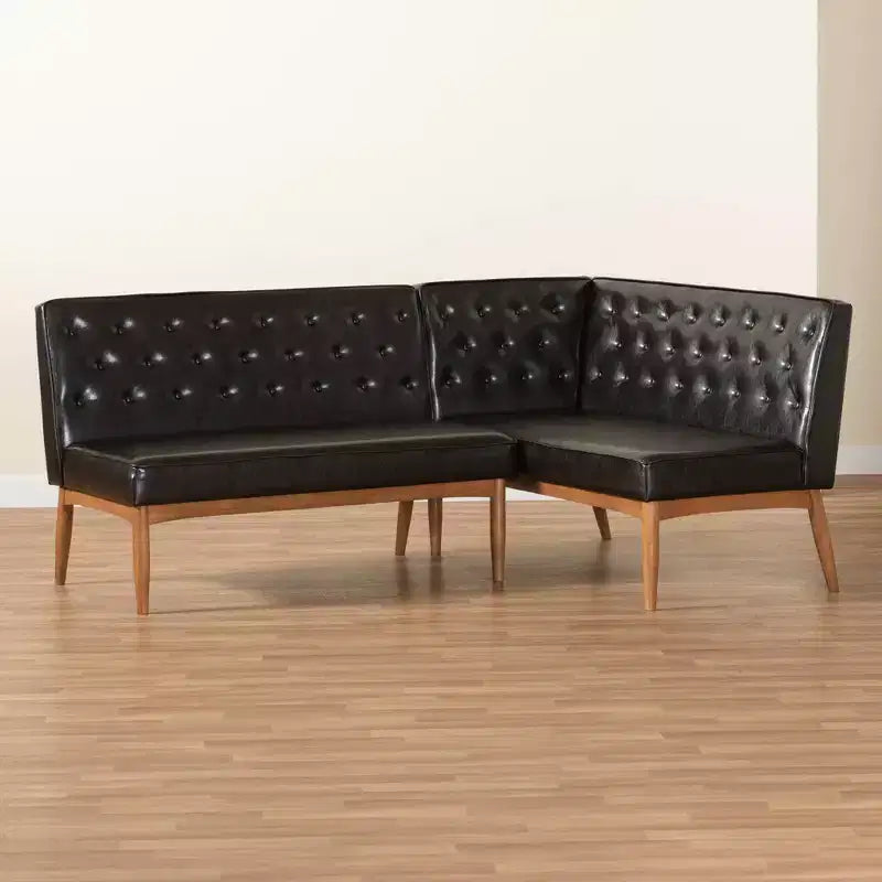 Set da pranzo con panca per angolo cottura in legno Riordan, 2 pezzi - Baxton Studio