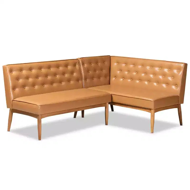 Set da pranzo con panca per angolo cottura in legno Riordan, 2 pezzi - Baxton Studio