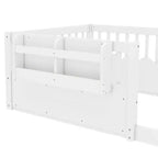 Lit cabane Montessori simple en bois Bellemave pour enfants, avec barrière surélevée et bibliothèque, pour filles et garçons