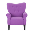 Fauteuil d’appoint moderne Erommy, fauteuil à dossier haut, canapé une place en tissu rembourré avec boutons et pieds en bois pour le salon