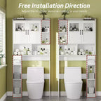 Mobile contenitore sopra il WC - 67,4 pollici di altezza, organizzatore e contenitore da bagno in stile rustico con ripiano regolabile e anta in vetro per bagno e lavanderia